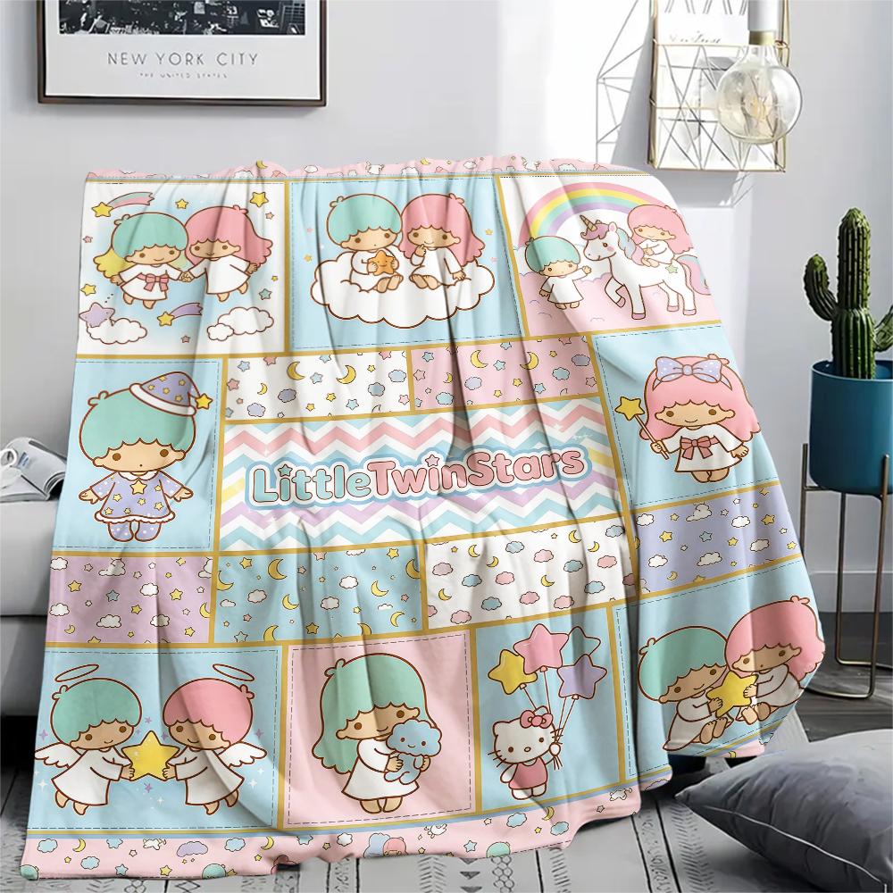 1PC Sanrio Puzzle Print Flannel Blanket, High quality All Seasons, Home Decor, Warmth and Comfort, Perfect for Christmas Gifts