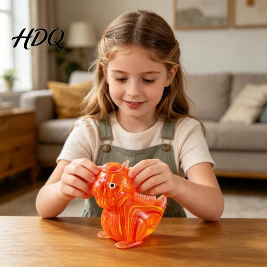 Kids Stress Relief Toy Dinosaur Squeeze Slow-Rising TPR Fidget for Flowing Pattern Cute Soft Decompression Gadget Students Adults Pinching Sensory