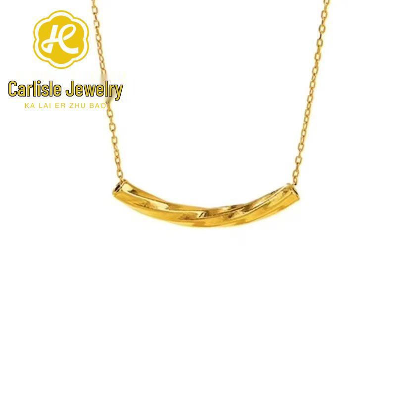 Shuibei 999 Fine Gold Slim Waist Necklace: 3D Hard Gold Women's Pendant Charm, Popular Live Broadcast Hot Seller.