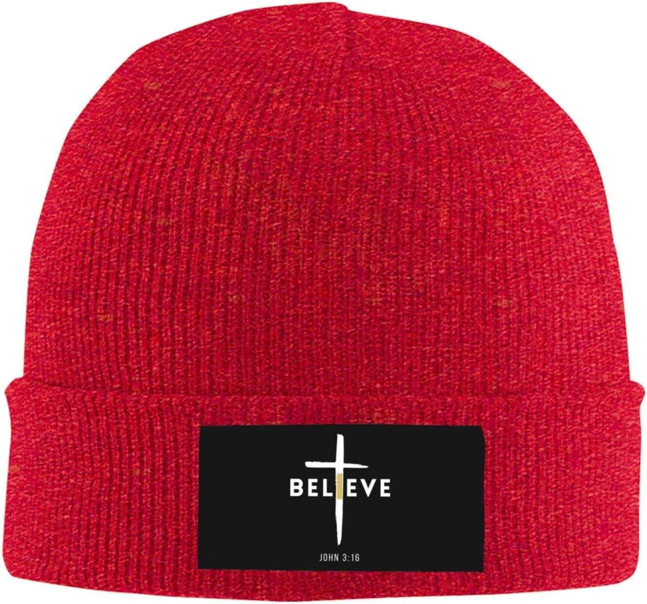 

I Believe John 3 16 Christian Cross Beanie Hat Unisex Knit Skull Cap Women Winter Hat Knitted Hat Slouchy Hats