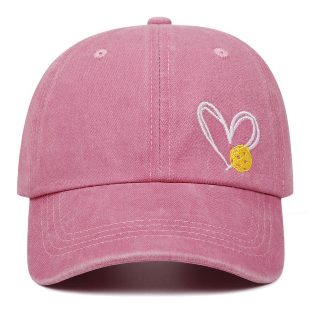 Love Pickleball Embroidered Baseball Cap Retro Washed Denim Cap Casual Hip Hop Dad Hat