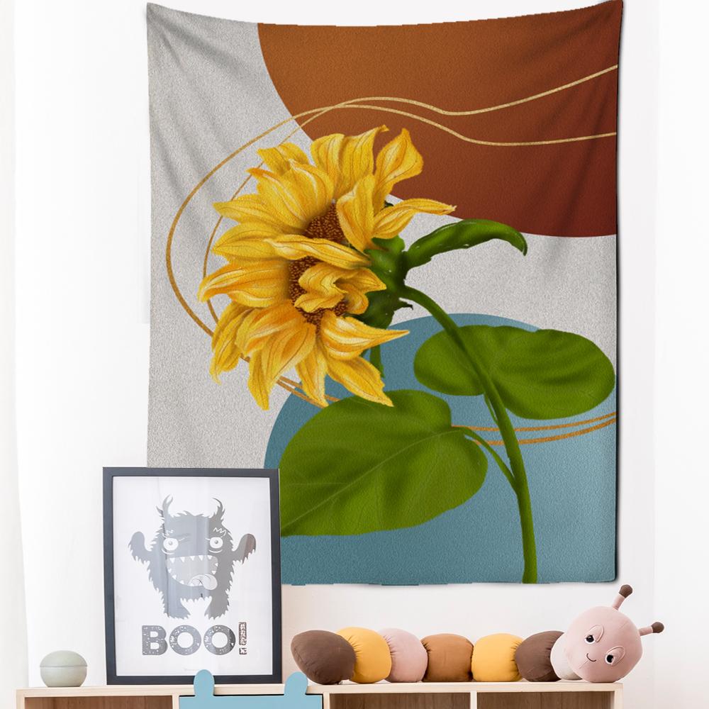 Tapiserie cu pictură în ulei, agățată pe perete, cu flori, stil boem, artă, hippie, tapiz, pentru dormitor pentru fete, decor acasă