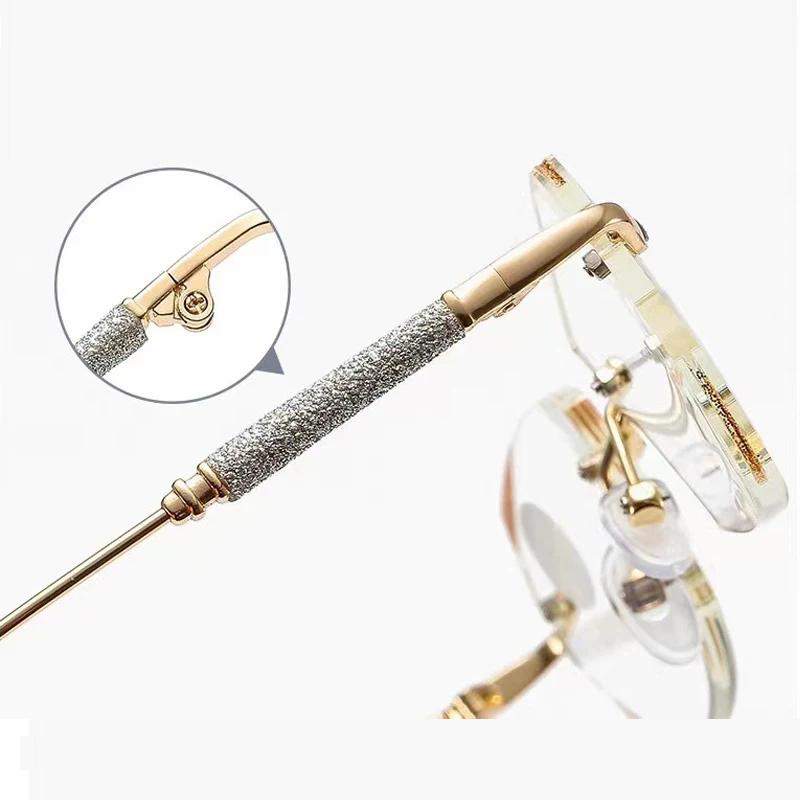 Vintage Diamond Cut Finished Myopia Glasses Women Men Luxury Design Rimless Eyeglasses Unisex New Fashion Short-Sighted Eyewear