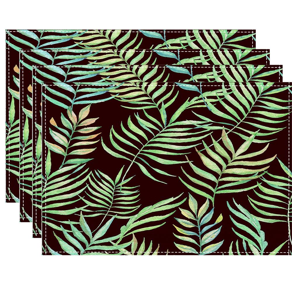 4/6/8pcs Tropical leaves Placemat Kitchen Dining Room Dining Table Anti-scalding Heat Insulation Mat