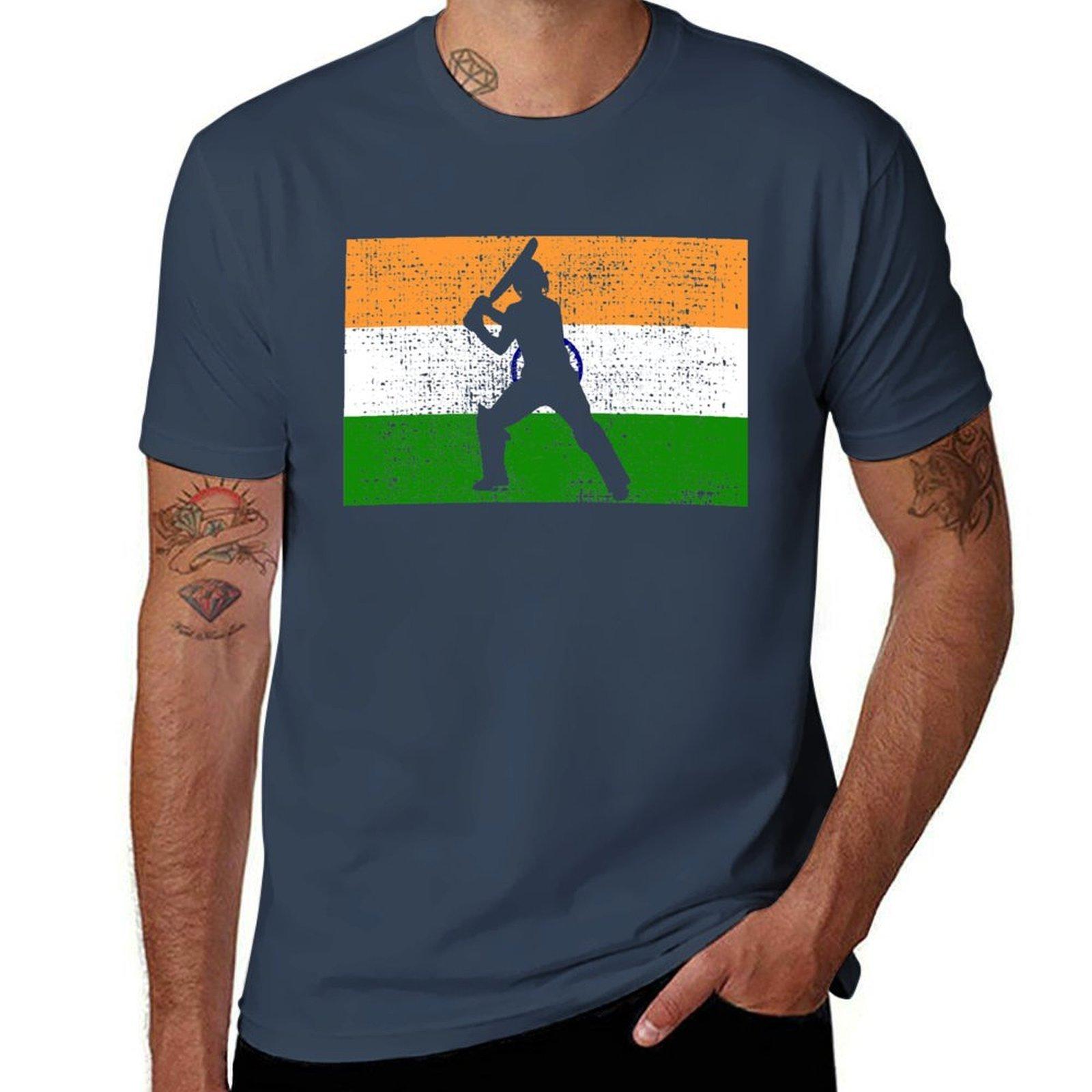 Cricket India Indian Flag TShirt Plus Size Loose Fit TShirt S
