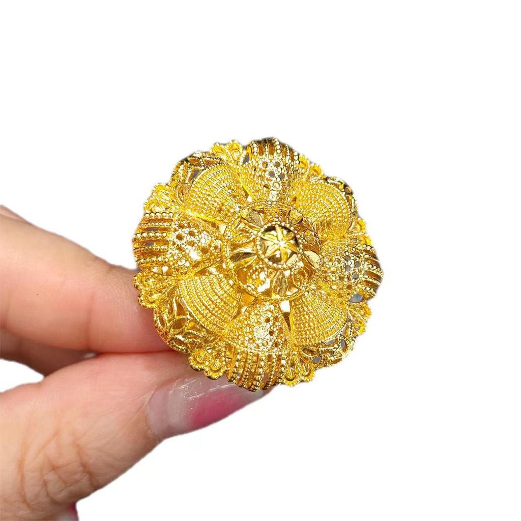 Three-Dimensional Carved Women's Bridal Ring - Dubai, India, Nigeria Style