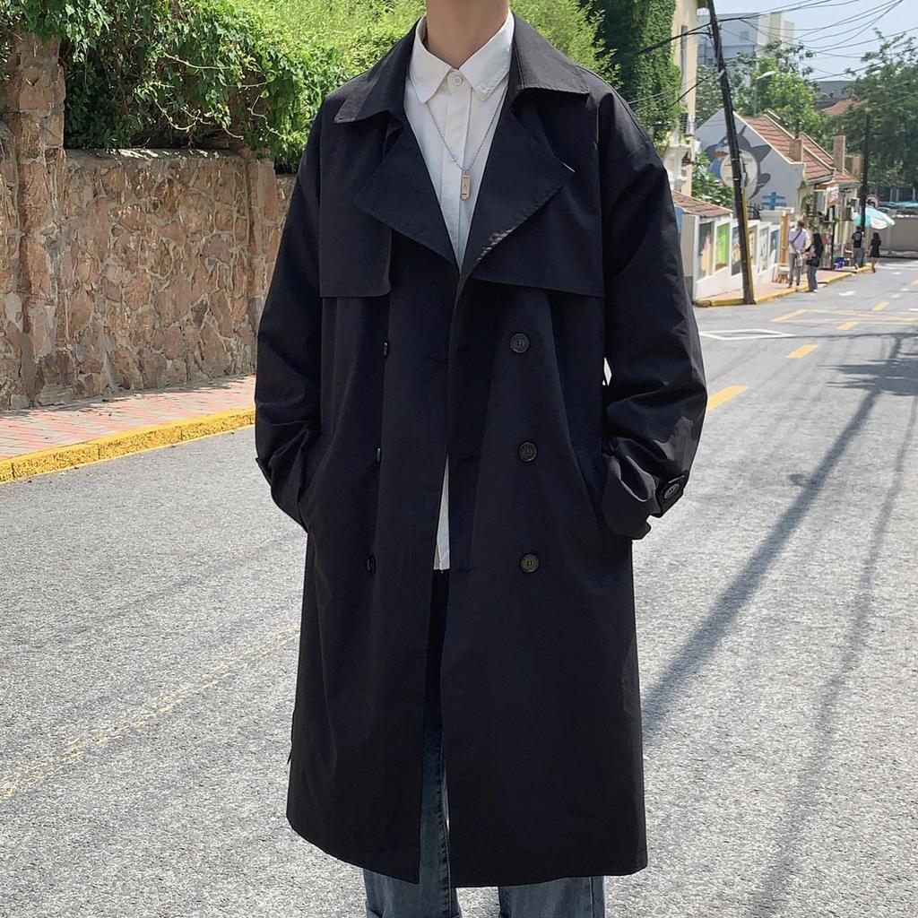 Abrigo de Pana Grueso Holgado para Hombre Talla Grande Otoño e Invierno Abrigo Largo Medio y Largo para Hombre Abrigo de Rodilla Doble Botonadura para Hombre