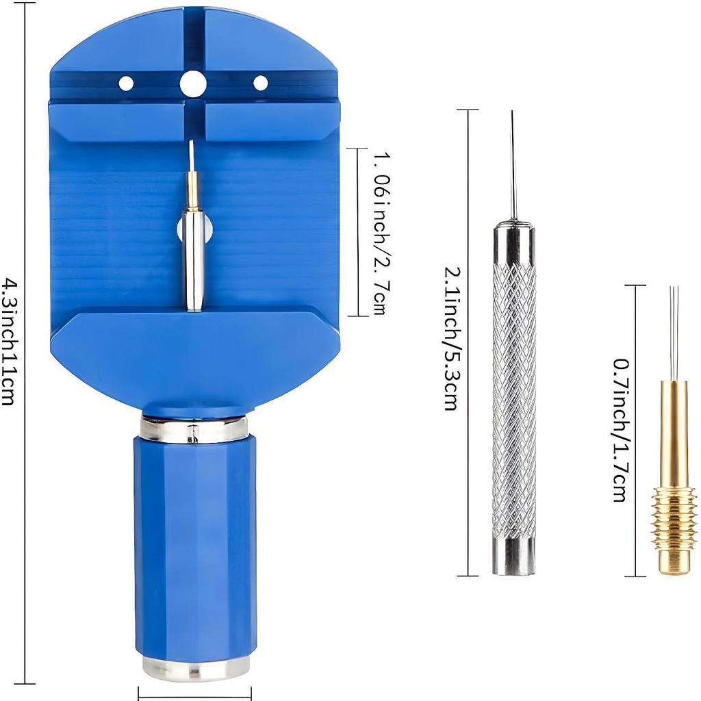 18-Piece Watch Repair Tool Kit with Strap Remover, Punch Pin, and Metal Hammer.