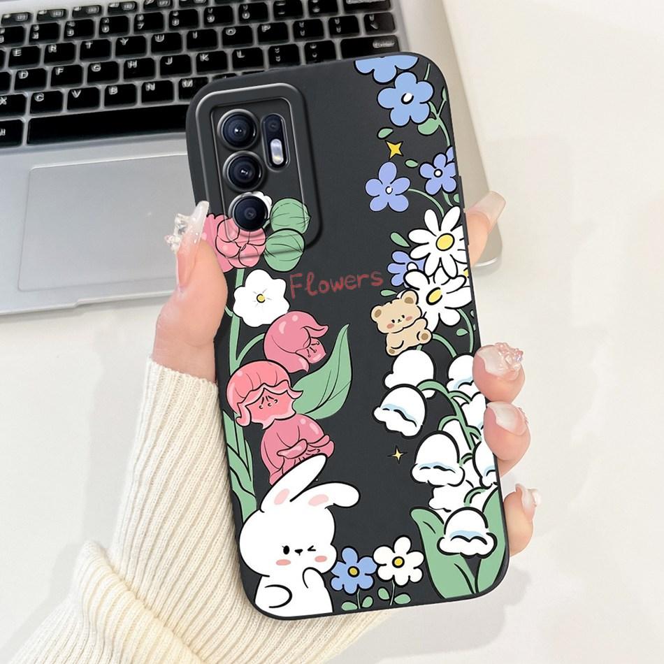 For OPPO Reno6 CPH2235 Elegant Sunflower Tulip Printed Phone Case For Oppo Reno 6 4G Soft Silicone Shockproof Cases