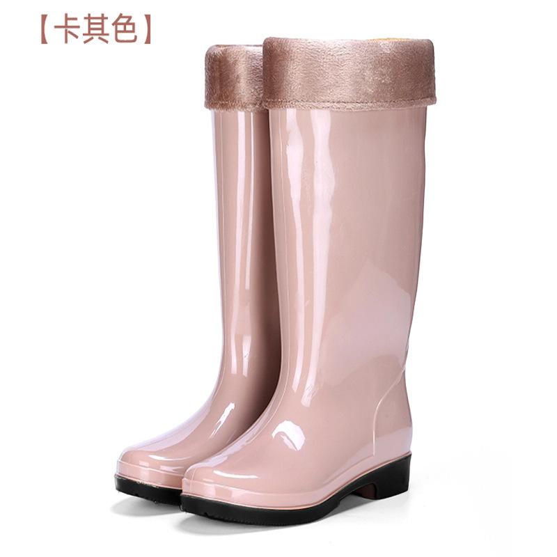 Women's tall water shoes non-slip velvet cotton rain shoes rain boots bucket cover shoes water boots thickened