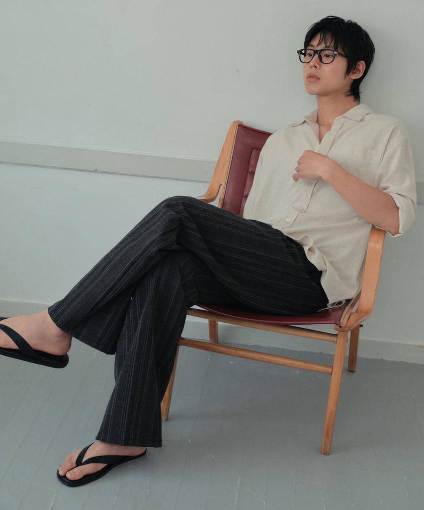 Wednesday Oasis Clark Stripe Semi-Wide Pants_Black(Wb6Pt16)