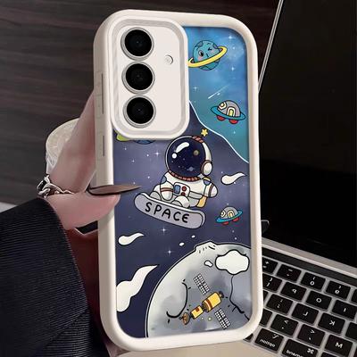 Roztomilý kreslený vesmírný astronaut pouzdro pro Samsung Galaxy S24 S23 S22 Ultra S20 S21 FE A16 A34 A52 A53 A15 A35 A55 A54 A56 5G kryt