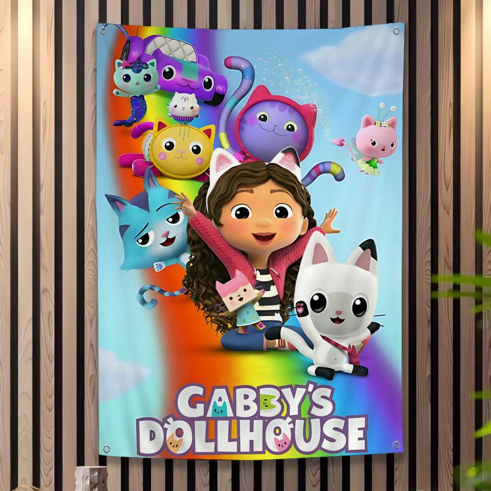 Funny Vintage GGabbys Classic Dollhouse Large Size Flags Printing Patterns Interesting Birthday Party Decorations Banner