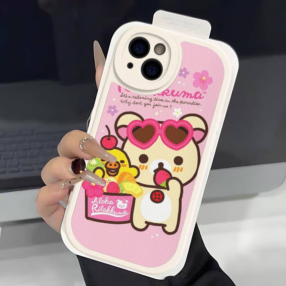 

Популярный Милый Мишка R-rilakkuma Для IPhone 16 15 14 13 12 11 Pro Max Plus Ударопрочный Кожаный Мягкий Чехол для Телефона iphone XS MAX