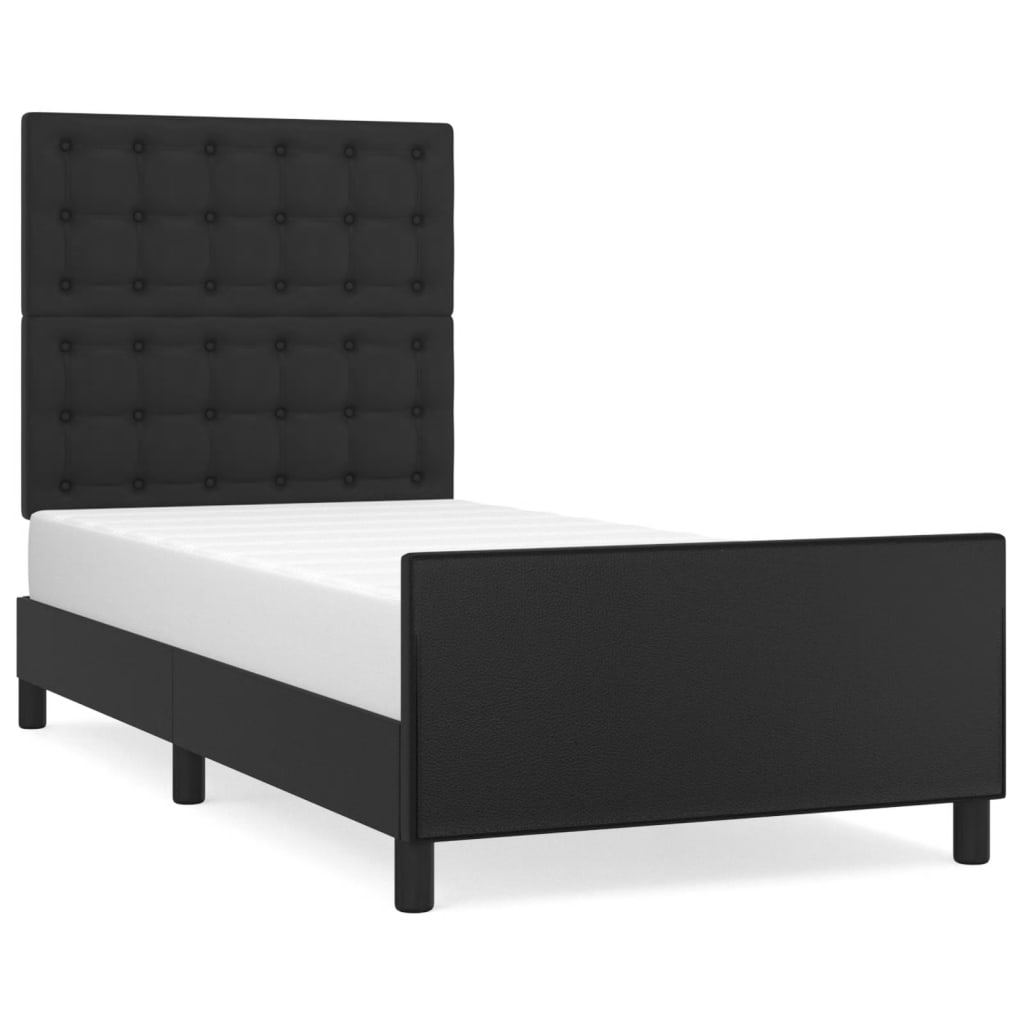 Bed Frame with Headboard Black 90 x 200 cm Faux Leather