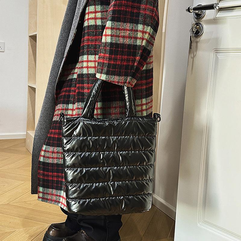 Winter Space Cotton Tote Bag For Women Fashion Casual Messenger Bag Designer Puffy Handbag Large Capacity Shoulder Bag