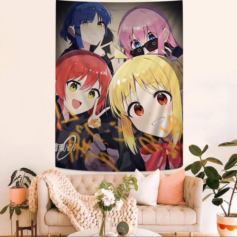 Anime Bocchi The Rock Tapestry Art Printing Japanese Wall Tapestry Anime Wall Hanging Home Decor