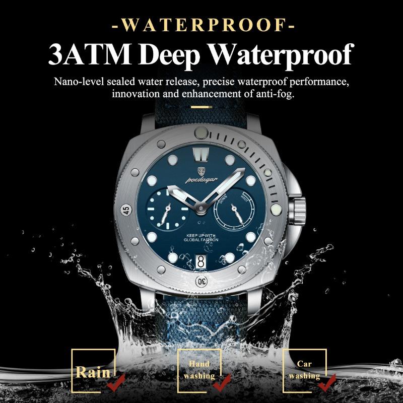 POEDAGAR High Quality Watches for Man Waterproof Luminous Date Exquisite Men Clock Nylon Leather Quartz Fashion Wristwatch