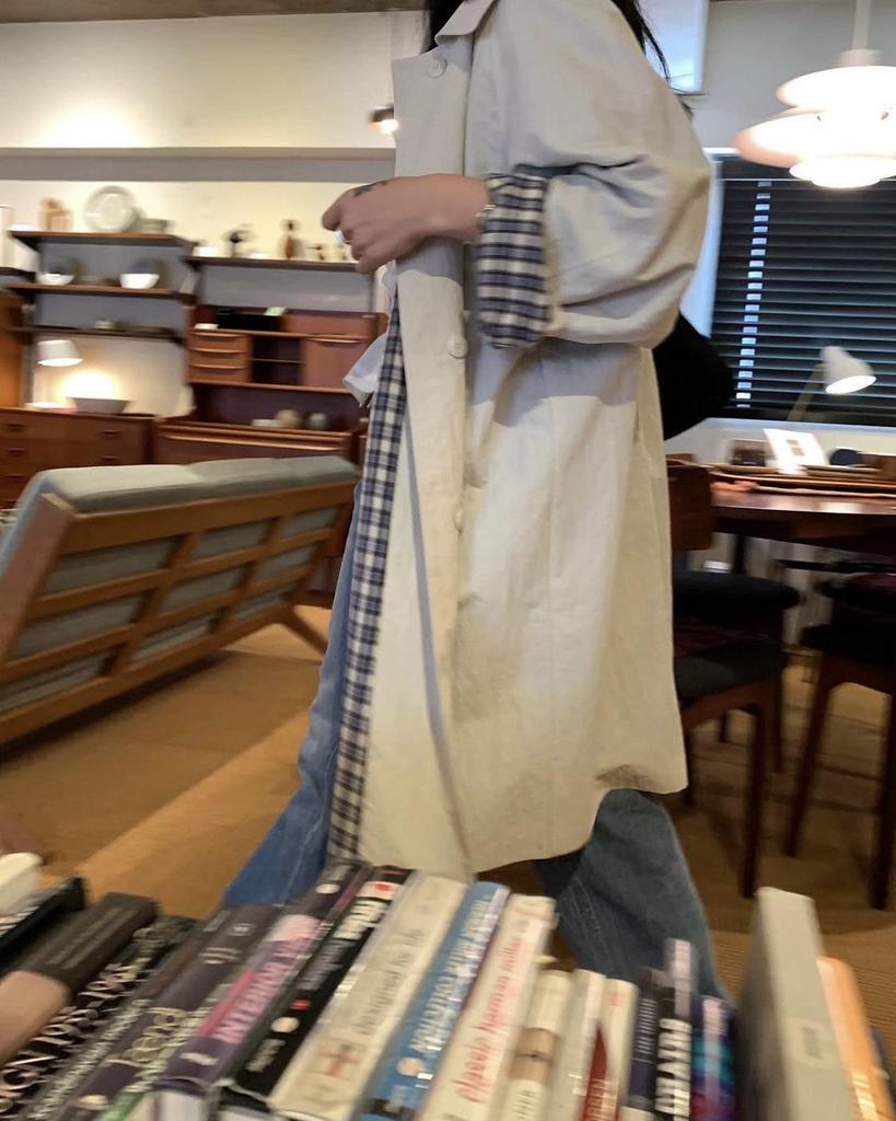 Einfarbiger mittellanger einreihiger Damen-Trenchcoat im koreanischen Stil - Lässige, vielseitige und figurbetonende Oberbekleidung