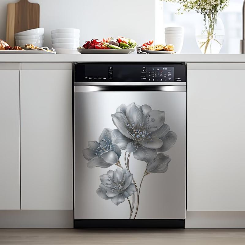 Kühlschrankaufkleber Küche Blumen-Tier-Design Abnehmbar Klebend Spülmaschinen-Aufkleber Wasserdicht Dekorative Kunst