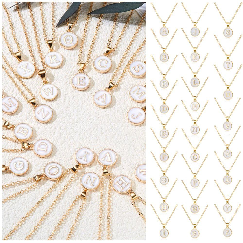 

Jewelry A-Z Letter Necklace Clavicle Chain Round Letter Necklace Gift