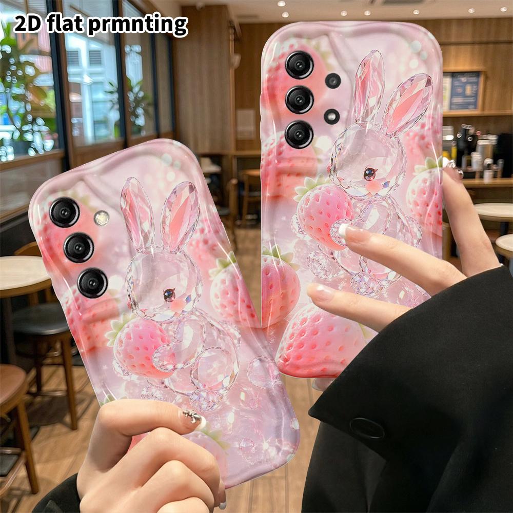 Phone Case: 2D Flat Samsung Galaxy A34 A35 M05 M06 S20 S22 S21 FE Plus 5G Protective Case, Pink Strawberry, Christmas and Halloween Gift