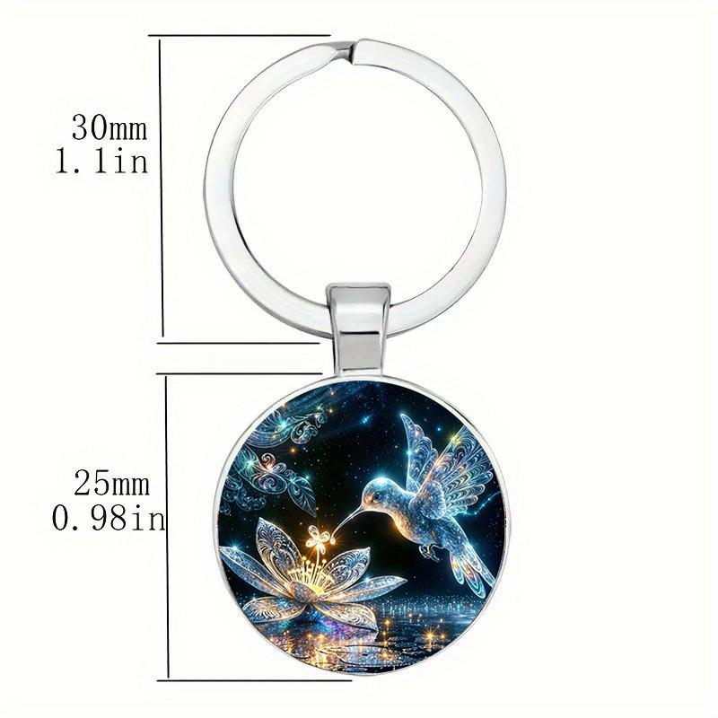 Modern Minimalist Hummingbird And Flower Pendant Keychain With Glass Material For Gift Giving And Party Decor