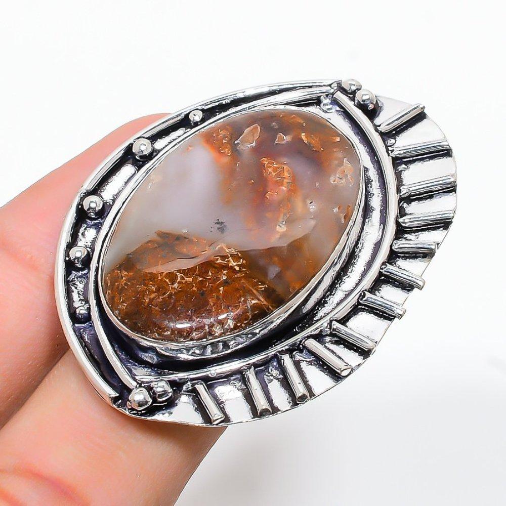Natural Boulder Opal Gemstone Handmade 925 Sterling Silver Ring Size 9 t6q89