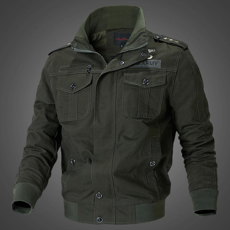 Men's Spring and Autumn Jacket Jacket Washed Cotton Military Jacket