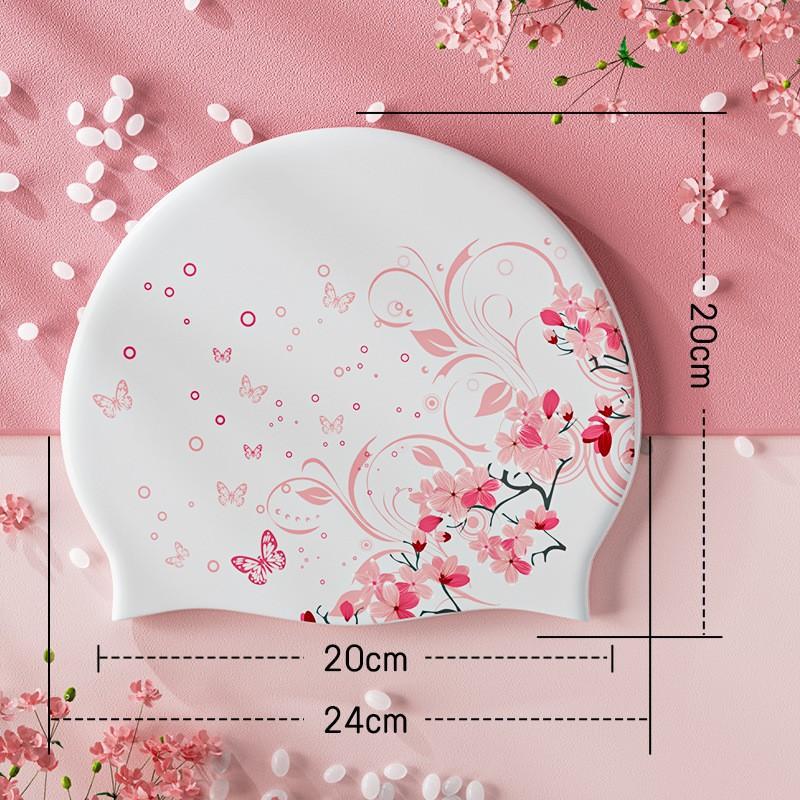 Adult Silicone Swimming Cap Long Hair Protection Special Ear Care High-elastic Comfortable Fashionable Printed Hat