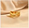 Adjustable Angel Wings Ring for Women, 18K Gold Plated Stainless Steel Wrap Bypass Band, Waterproof Jewelry