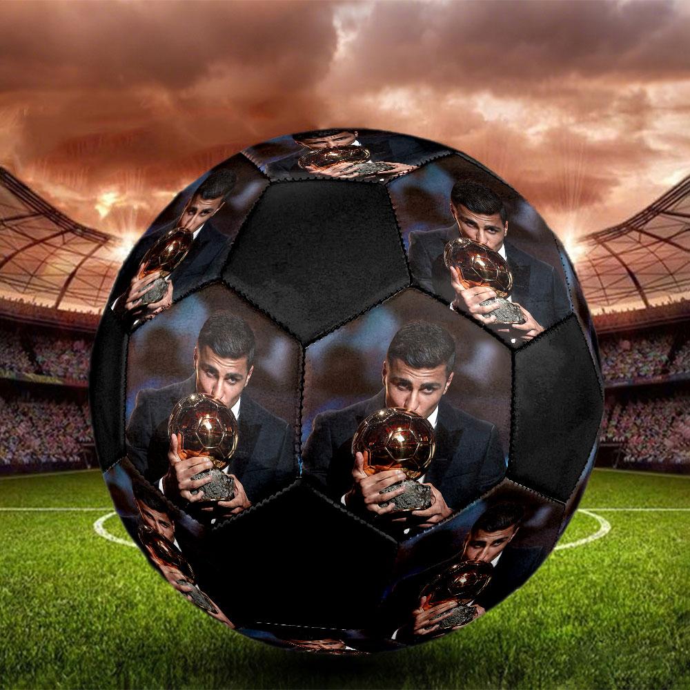 Rodri Size 5 Soccer Ball, Machine-Stitched PVC, Durable & High Bounce, All Ages Fit, fan merchandise, matches & outdoor use.