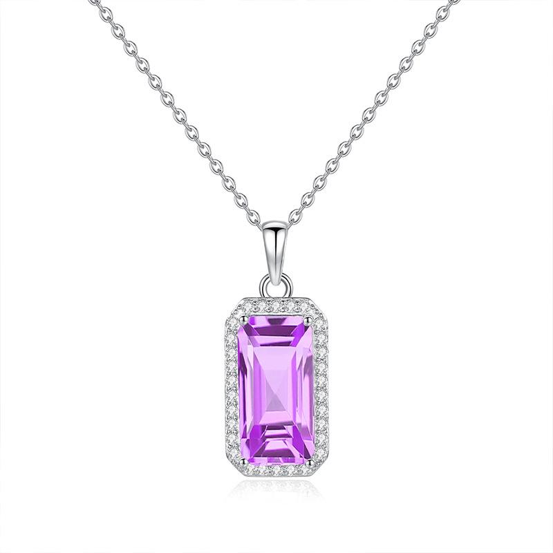 Natürlicher Amethyst Citrin Anhänger S925 Sterling Silber Halskette Damen Europäischer und Amerikanischer Stil Hochwertiger Farbstein Anhänger Mode Geschenk
