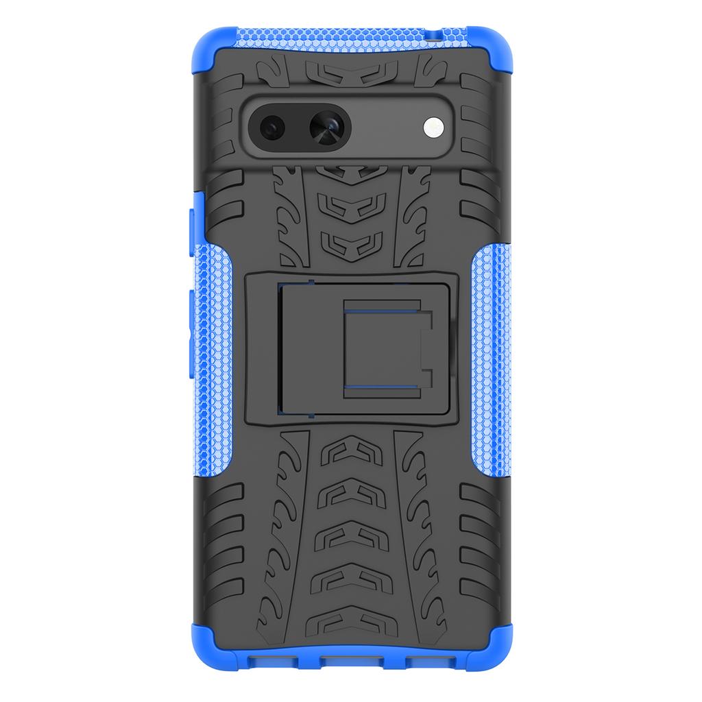 For Google Pixel 7a PC+TPU Kickstand Back Cover Tyre Pattern Shockproof Phone Case