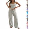 Women Sleeveless Tank Top and Wide Leg Pants Set Casual Lounge Pajama Set with Adjustable Waistband and Relaxed Fit for Home and Sleepwear