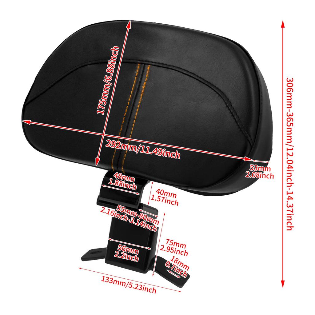 HDBUBALUS Motorcycle Front Driver Rider Backrest Pad Sissy Bar Adjustable Backrest Fits Harley Touring CVO Street Glide Road King Road Glide Electra
