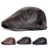Newsboy Brand Latest Fresh Color Plain Solid Leather PU Faux School Old Vintage Men Caps British Painters Hats Spring Autumn Side Adjustable Flat
