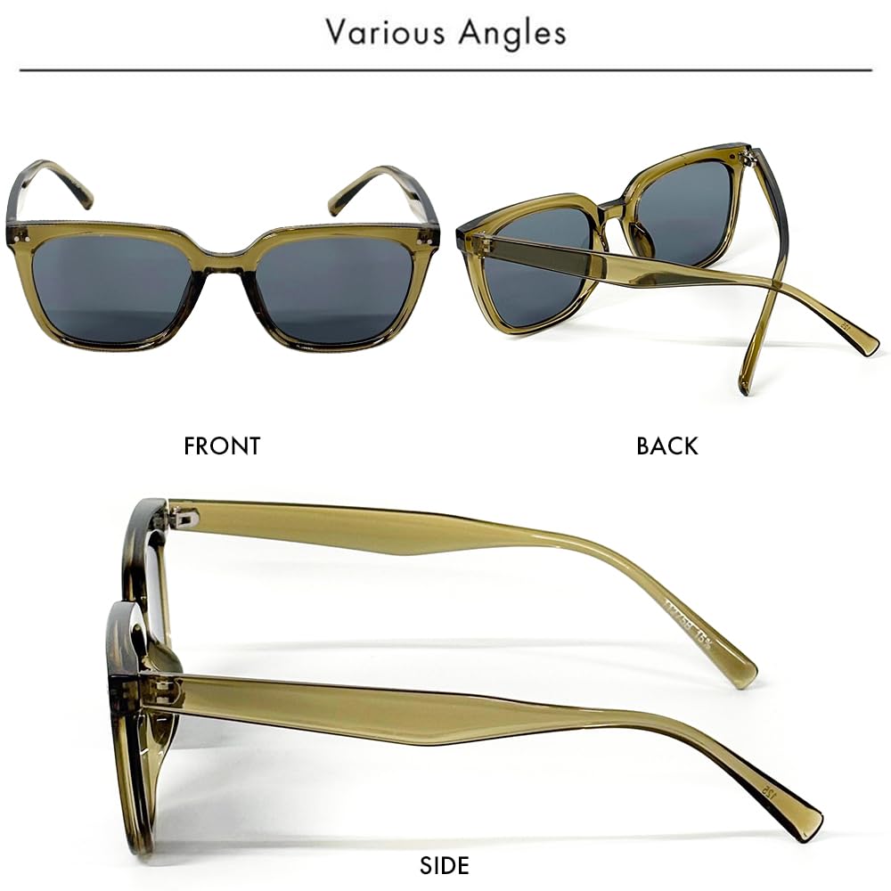 FashionBerry Clear Khaki and Smoke Sunglasses for Men and Square UV Lightweight Clear UV Women, Shape, 99% Protection, Frame, Color, Unisex, Stylish,