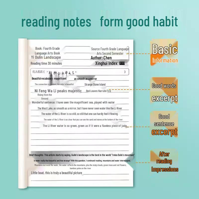 Reading Notebook: Inspiring Words, Sentences & Paragraphs for Beginners