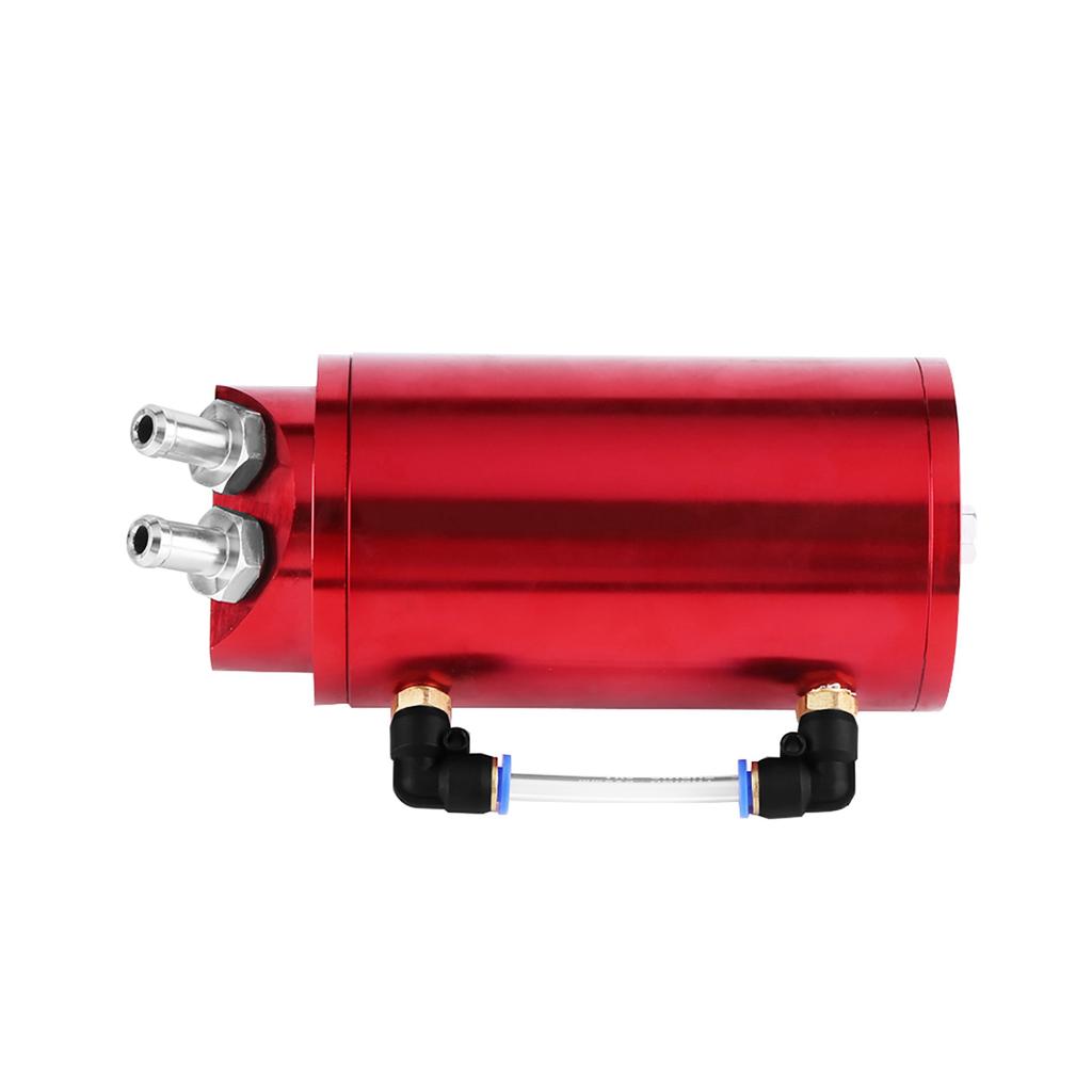 Universal Aluminum Car Auto Oil Catch Tank Breather Can Reservoir Red Round 10 & 15mm Fittings
