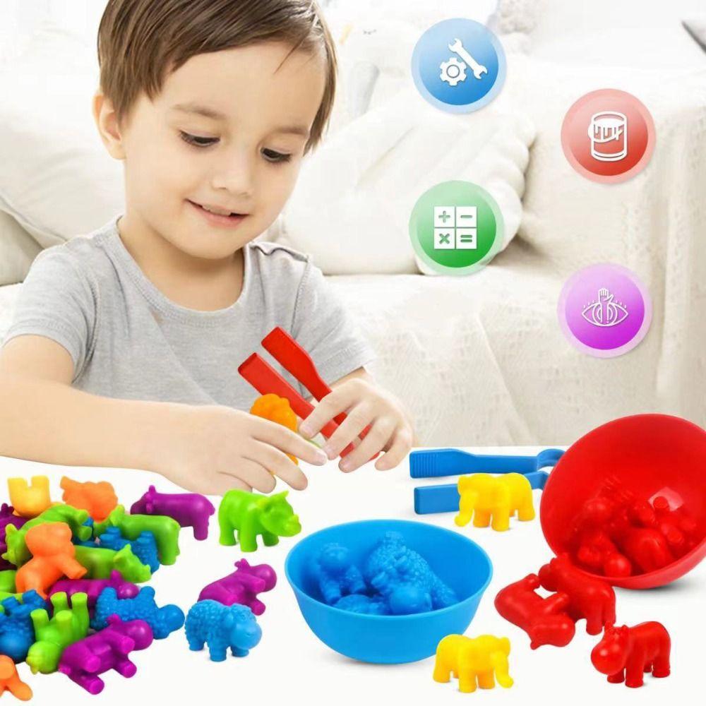 Counting Sorting Game Animal Puzzle Toy Educational Color Sorting Bowl Toy  Children'S Gift