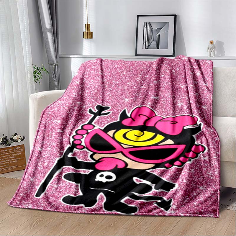 H-Hysteric-s M-Mini Cartoon Art Print Flannel Blanket Ultra Soft Warm Throw For Couch Bedroom Living Room Indoor Home Decor Gift