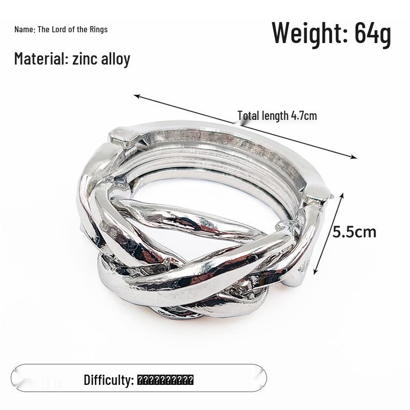 Zinc Alloy Kongming Puzzle Lock: Disentanglement Ring Educational Toy