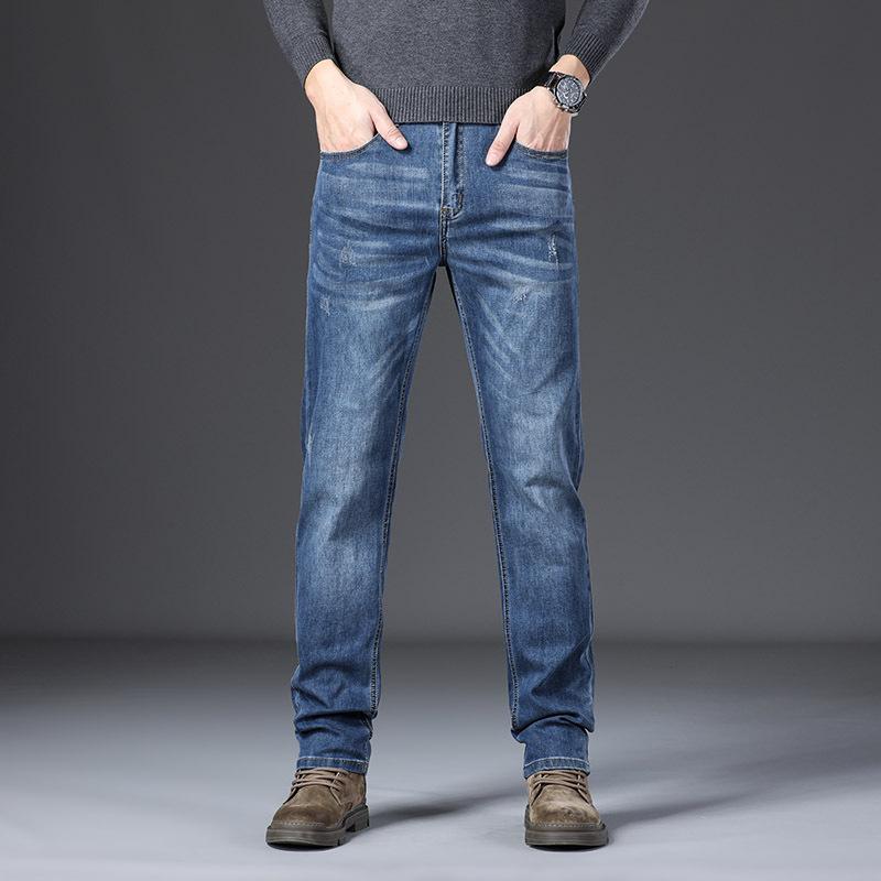 

Новые джинсы мужские прямые свободные модели весна и осень стрейч прилив мужские брюки осенние повседневные длинные брюки мужские 36 синий