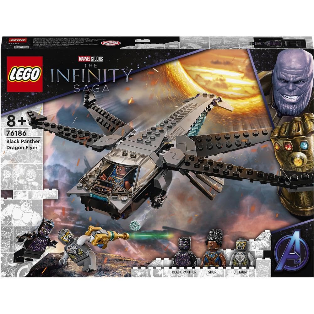 LEGO Super Heroes Black Panther Dragon Flyer 76186 Toy Blocks Gift Plane Superhero American Comic Book Boys Ages 8 and Up