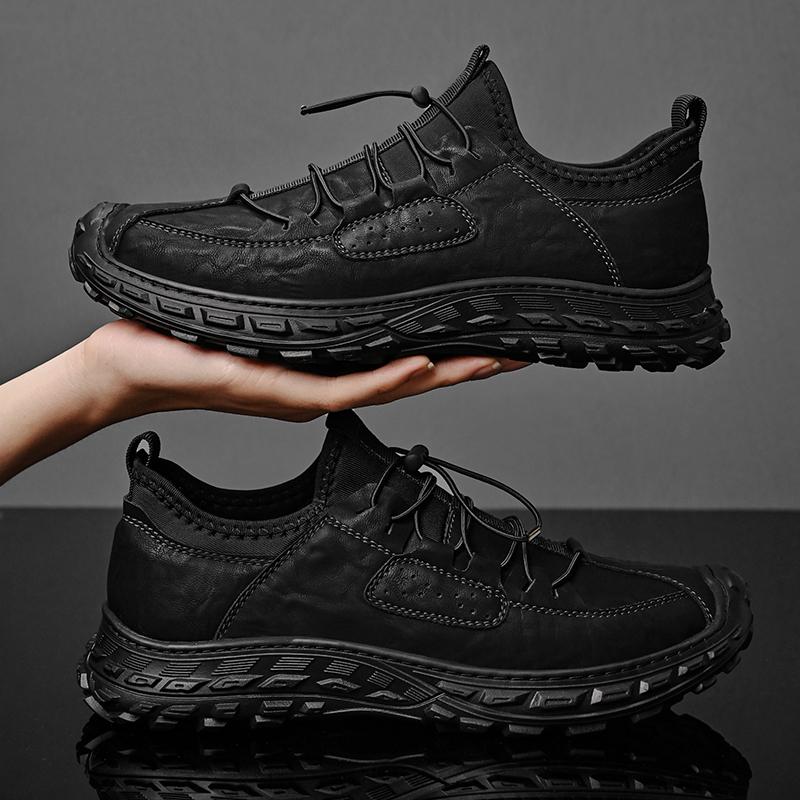 Fashion Leather Shoes Man Casual Loafers Luxury Design Slip On Male Dress Shoes Leisure Style Big Size Outdoor Wear-resistant Sole