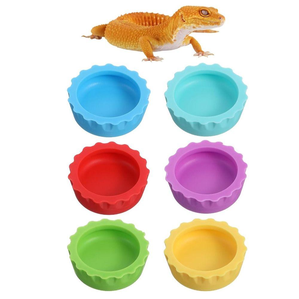 6pcs Silicone Feeding Dish Reusable Gecko Feeding Cups BPA Free Small Reptile Bowl  Pet Supplies