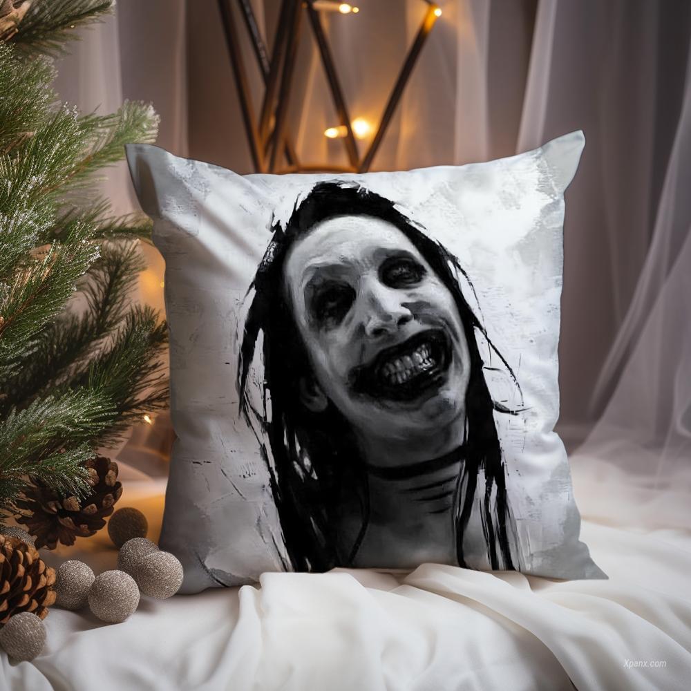 

singer M-Marilyn M-Manson Cushion Cover Premium Comfort Reversible Pillow Cove -Two in One Design for Any Room & Car Interior 18x18Inch