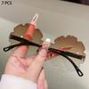 1/7 Pcs Cute Wheel Shaped Sunglasses for Kids  New Rimless Gradient Sun Glasses Ins Trendy Multi-color Shades for Children