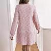 Women's Dress Fashion Casual Colorful Waffle Long Sleeve Loose Knee Dress